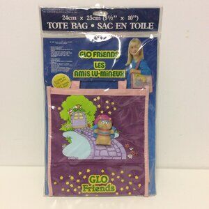 Vintage Glo Friends Tote Bag & Figure Hasbro 1985 Glow in the Dark New Old Stock